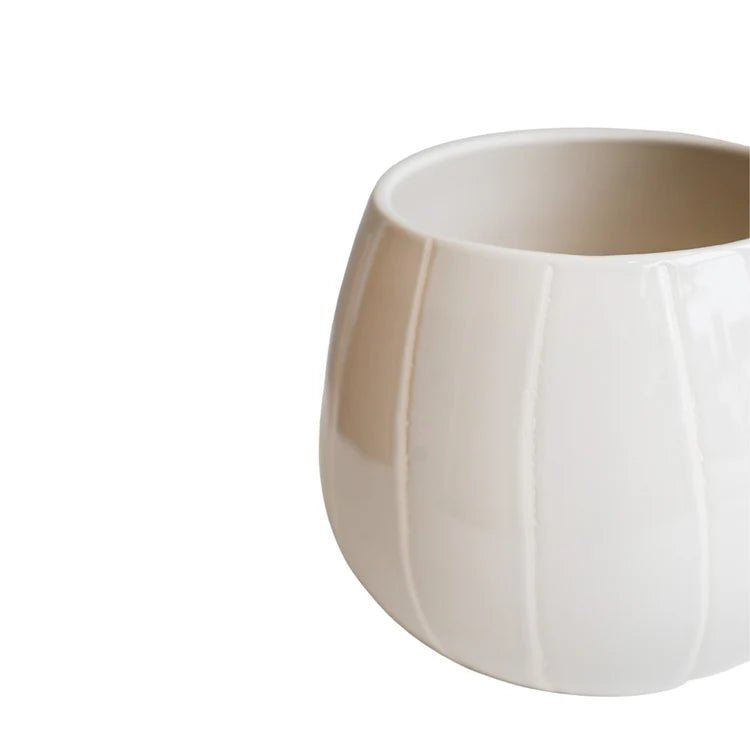 Neutral Cream Striped Planter - Uses Exclusive Wax Relief Luxury Home Decor Garden & Outdoor And Gifts