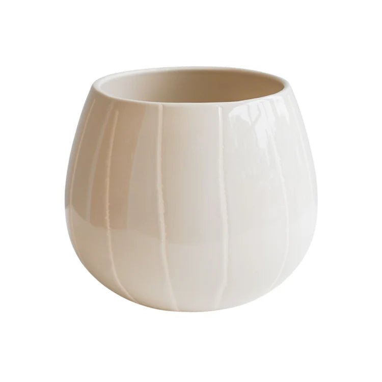 Neutral Cream Striped Planter - Uses Exclusive Wax Relief Luxury Home Decor Garden & Outdoor And Gifts