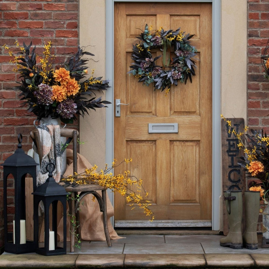 Orange Dahlia Spray - Best Artificial Flower Single Stem Luxury Home Decor Garden & Outdoor And Gifts