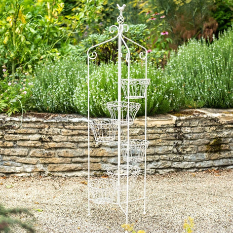 Outdoor 6 Pot Holder - Folding Plant Table or Stand - Antique Cream Quality Home Decor Garden & Outdoor Living and Gifts