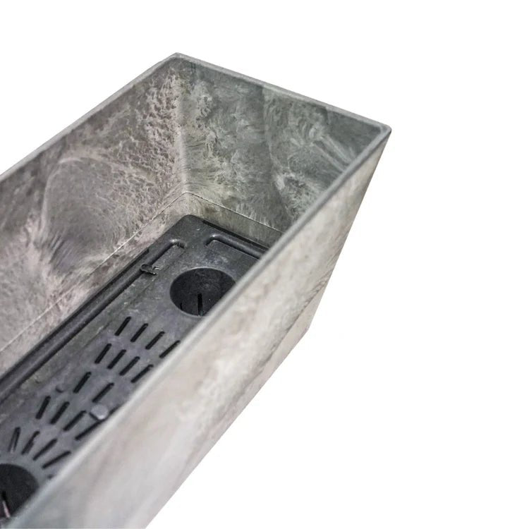 Outdoor Ella Large Balcony Trough Planter Grey Stone Finish - Build - in Drainage, Lightweight Quality Home Decor Garden & Outdoor Living and Gifts