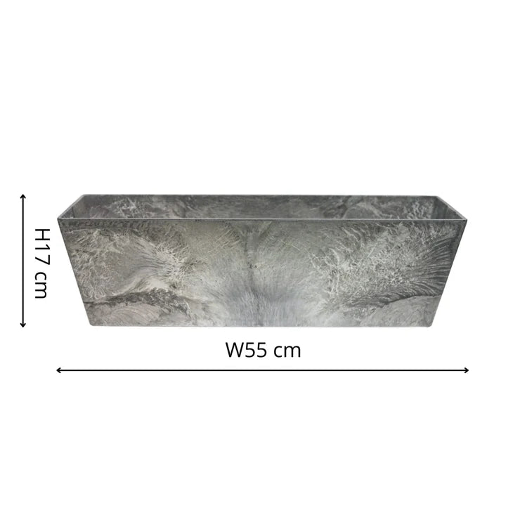 Outdoor Ella Large Balcony Trough Planter Grey Stone Finish - Build - in Drainage, Lightweight Quality Home Decor Garden & Outdoor Living and Gifts