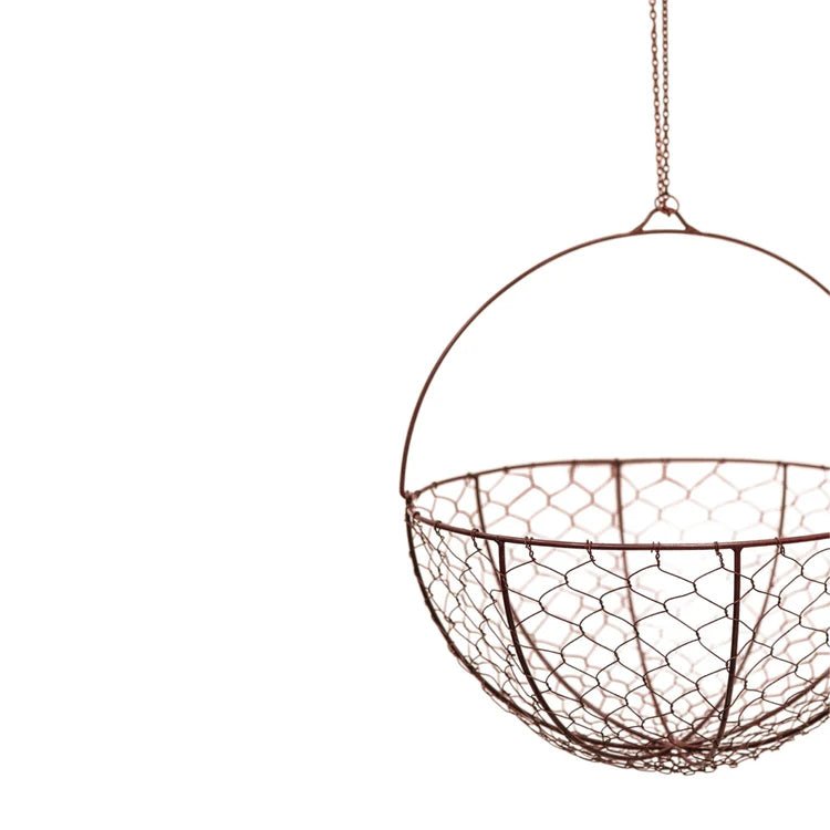 Outdoor Garden Wired Netted Hanging Basket Bronze Finish - Frost Resistant, Handcrafted Quality Home Decor Garden & Outdoor Living and Gifts