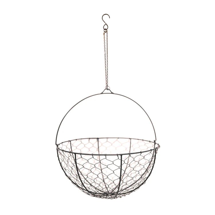 Outdoor Garden Wired Netted Hanging Basket Zinc Finish - Frost Resistant, Handcrafted Quality Home Decor Garden & Outdoor Living and Gifts