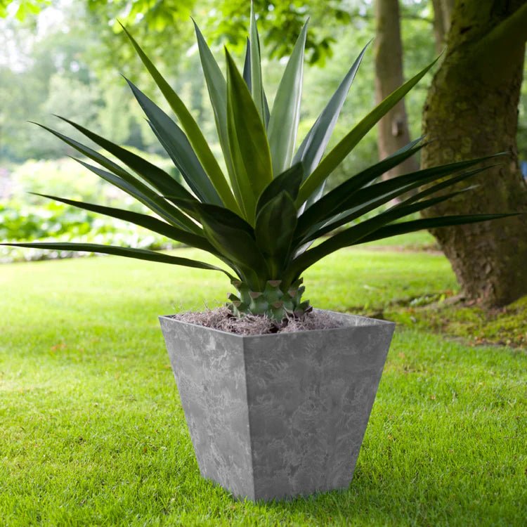 Outdoor Large Ella Planter Grey Stone Finish - Frost and Rust Resistant, Lightweight Quality Home Decor Garden & Outdoor Living and Gifts