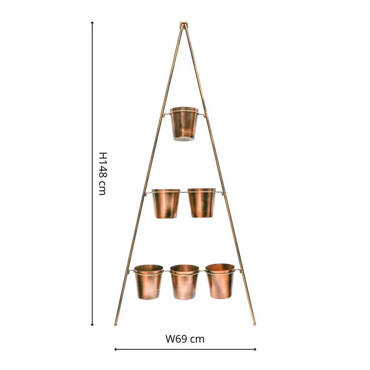 Outdoor Large Vertical Gold Wall Plant Stand w/Planters - Rust & Frost Resistant, Lightweight Quality Home Decor Garden & Outdoor Living and Gifts