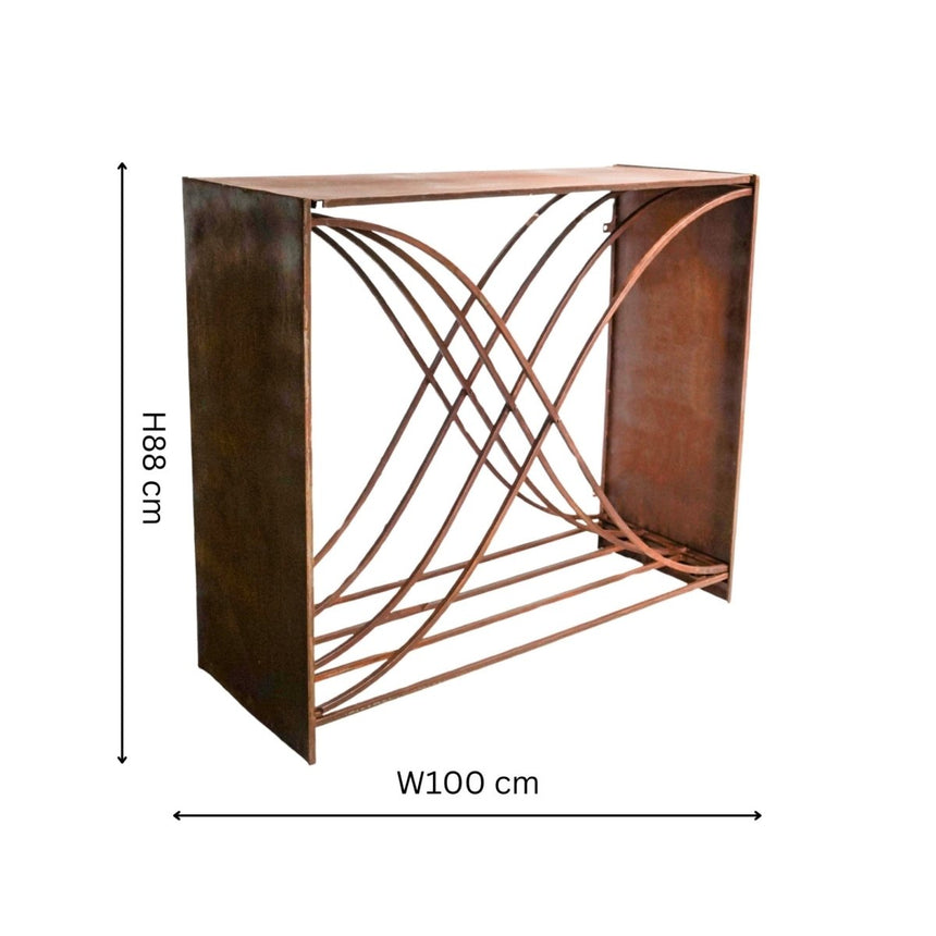 Outdoor Log/Wood Storage Holder Iron X Shape Design - Rust Finish, Waterproof, Frost Resistant Quality Home Decor Garden & Outdoor Living and Gifts