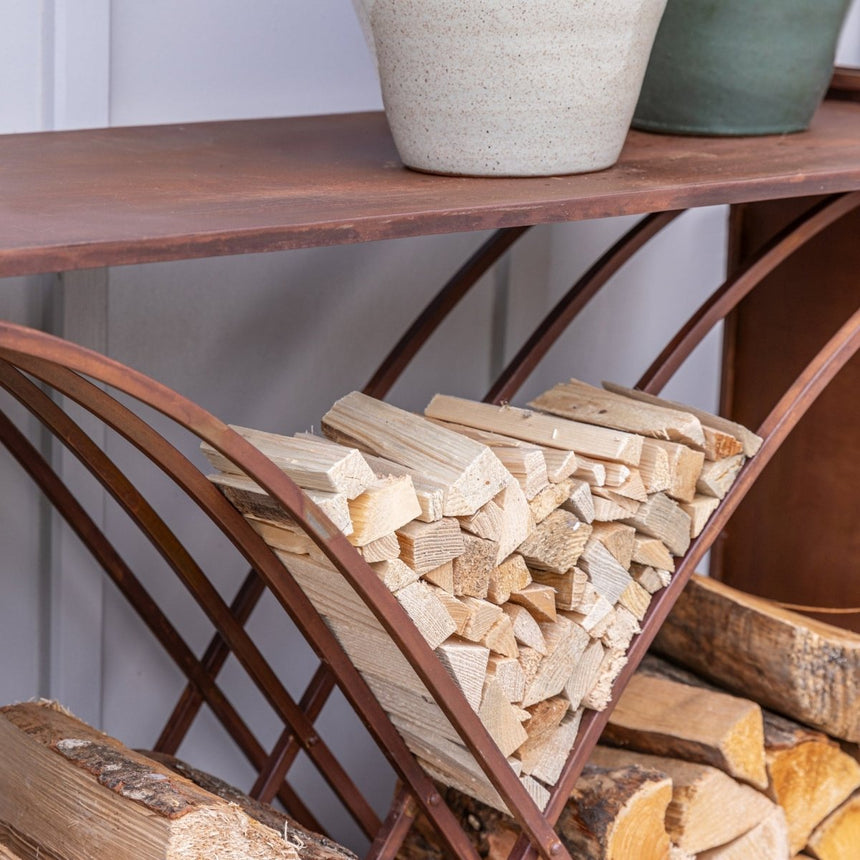 Outdoor Log/Wood Storage Holder Iron X Shape Design - Rust Finish, Waterproof, Frost Resistant Quality Home Decor Garden & Outdoor Living and Gifts