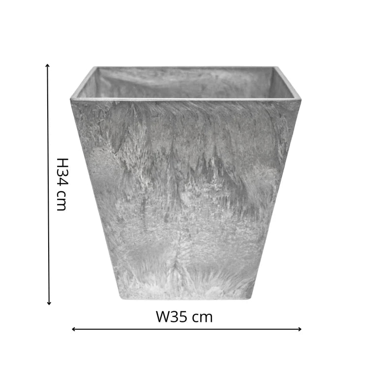 Outdoor Medium Ella Planter Grey Stone Finish - Built - in Drainage, Frost Resistant, Lightweight Quality Home Decor Garden & Outdoor Living and Gifts