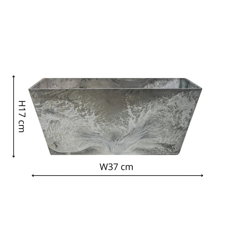 Outdoor Small Ella Balcony Trough Planter Grey Stone Finish - Frost/Rust Resistant, Lightweight Quality Home Decor Garden & Outdoor Living and Gifts