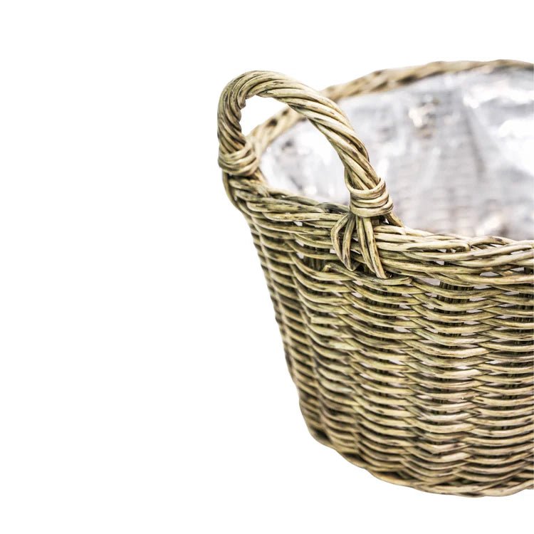 Outdoor Small Lined Basket Planter Natural Colour Rattan Finish - Frost Resistant Quality Home Decor Garden & Outdoor Living and Gifts