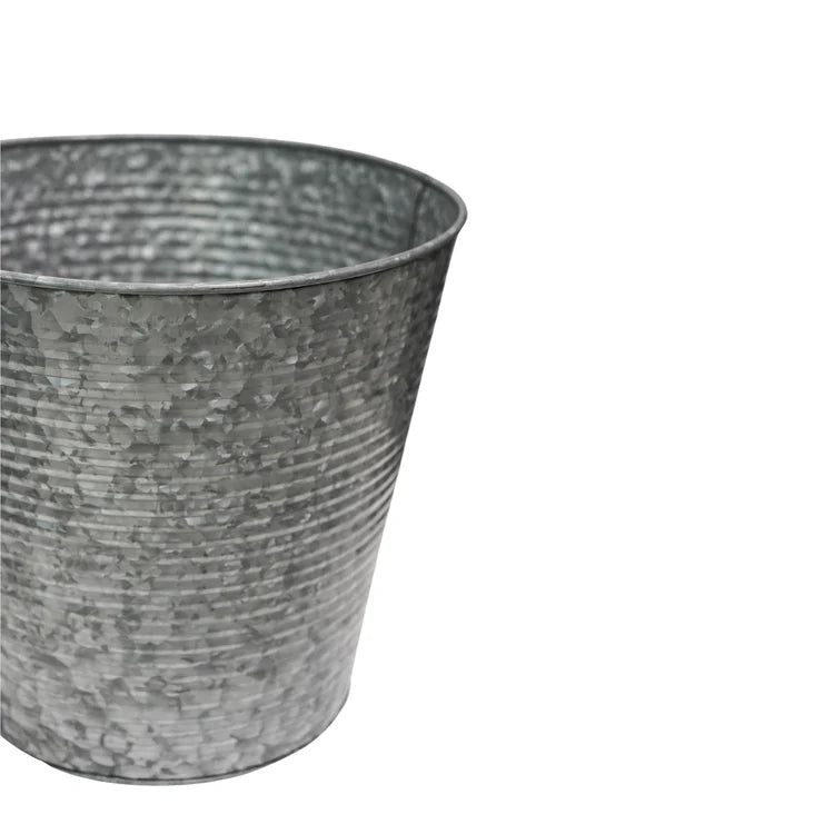 Outdoor Small Ribbed Planter Galvanised Iron - Ridged Detailing, Rust & Frost Resistant Quality Home Decor Garden & Outdoor Living and Gifts