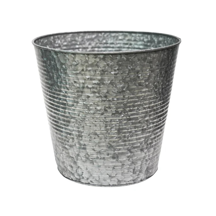 Outdoor Small Ribbed Planter Galvanised Iron - Ridged Detailing, Rust & Frost Resistant Quality Home Decor Garden & Outdoor Living and Gifts