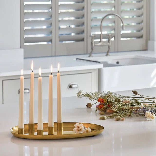 Oval Candle Tray Centerpiece Champagne Gold - Magnetic Holders, Handfinished, Perfect Gift Quality Home Decor Garden & Outdoor Living and Gifts