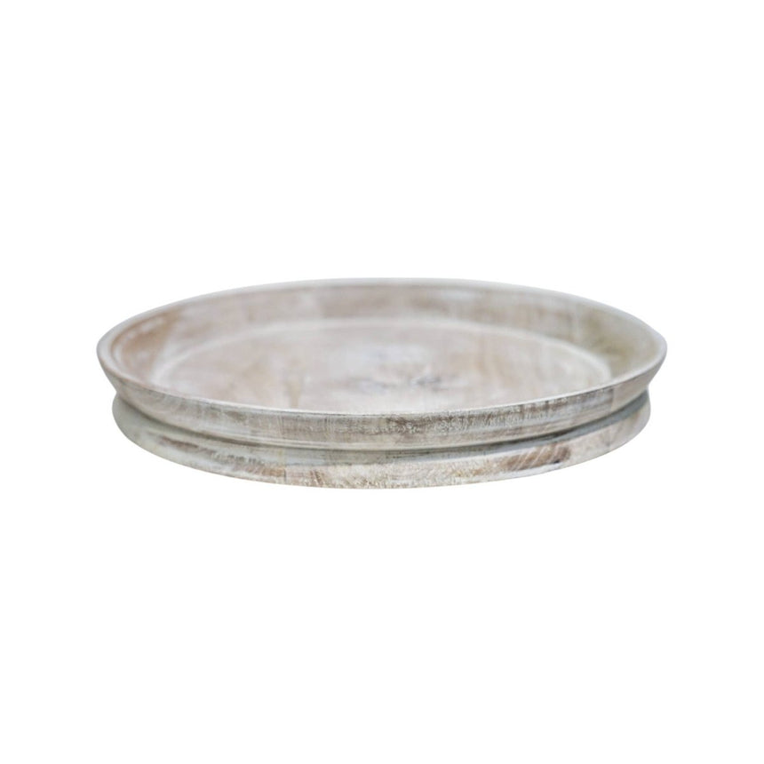 Padstow White Wash Wooden Candle Tray D28cm Luxury Home Decor Garden & Outdoor And Gifts