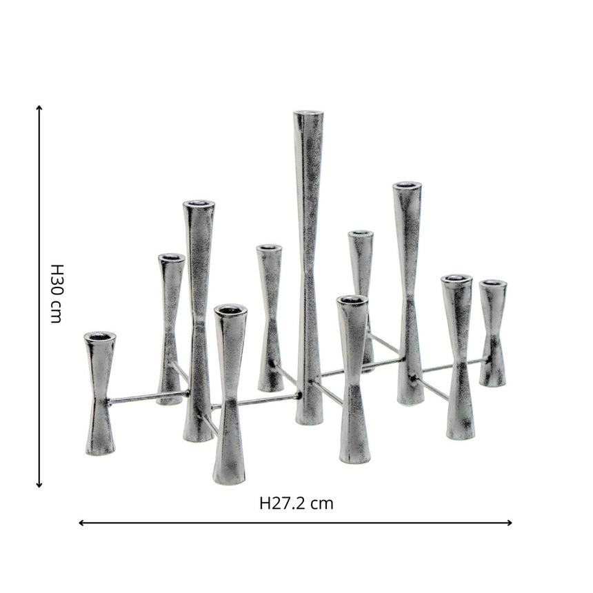 Parker 11 Piece Silver Candle Centerpiece H35cm W52cm Luxury Home Decor Garden & Outdoor And Gifts