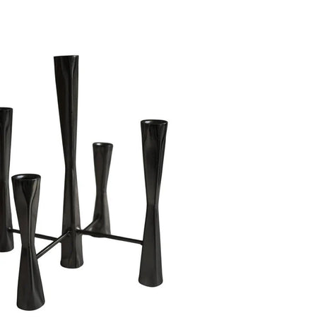 Parker 5 Piece Taper Candle Centerpiece Holder - Black Steel, Handcrafted, Staggered Display Quality Home Decor Garden & Outdoor Living and Gifts
