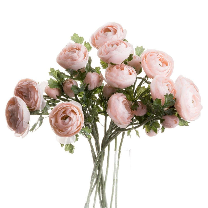 Pastel Pink Ranunculus - Best Artificial Flower Single Stem Luxury Home Decor Garden & Outdoor And Gifts