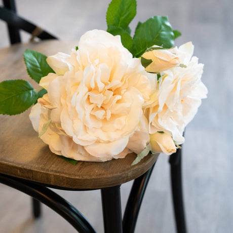 Peachy Cream Short Rose Bouquet - Best Artificial Flower Single Stem Luxury Home Decor Garden & Outdoor And Gifts