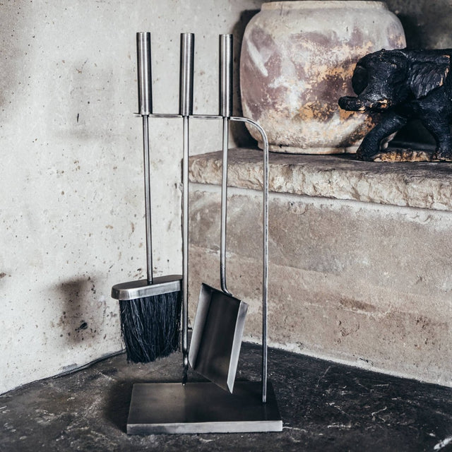 Pewter Fireside Companion Set 3 Piece 50cm Luxury Home Decor Garden & Outdoor And Gifts