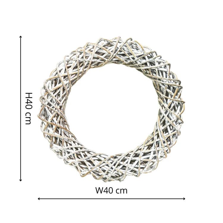 Rattan Christmas Wreath White Wash - Small Quality Home Decor Garden & Outdoor Living and Gifts
