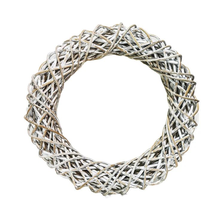 Rattan Christmas Wreath White Wash - Small Quality Home Decor Garden & Outdoor Living and Gifts