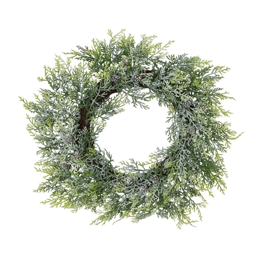 Realistic Artificial Frosted Pine Wreath With Pinecones Luxury Home Decor Garden & Outdoor And Gifts