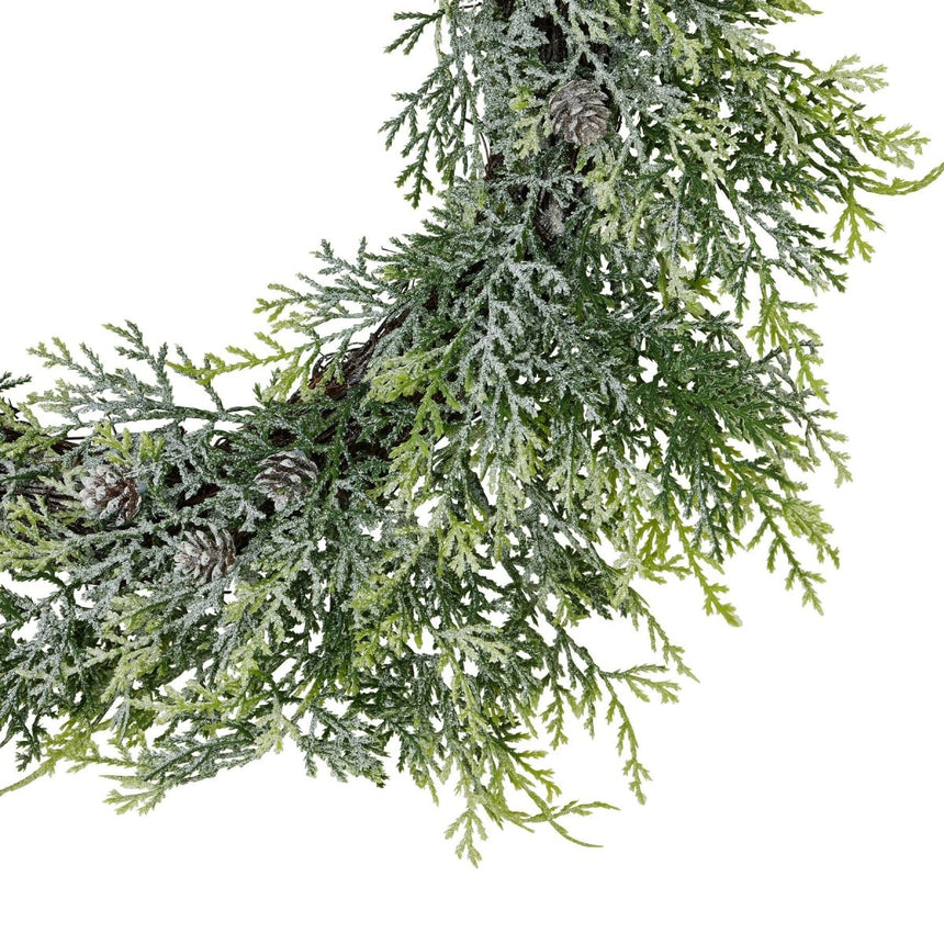 Realistic Artificial Frosted Pine Wreath With Pinecones Luxury Home Decor Garden & Outdoor And Gifts