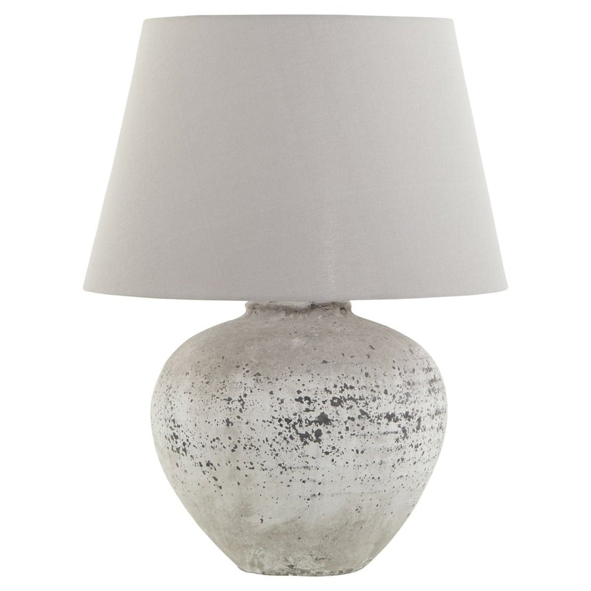 Regola Large Stone Ceramic Lamp & Grey Fabric Shade - Stylish Table Lamps UK Luxury Home Decor Garden & Outdoor And Gifts