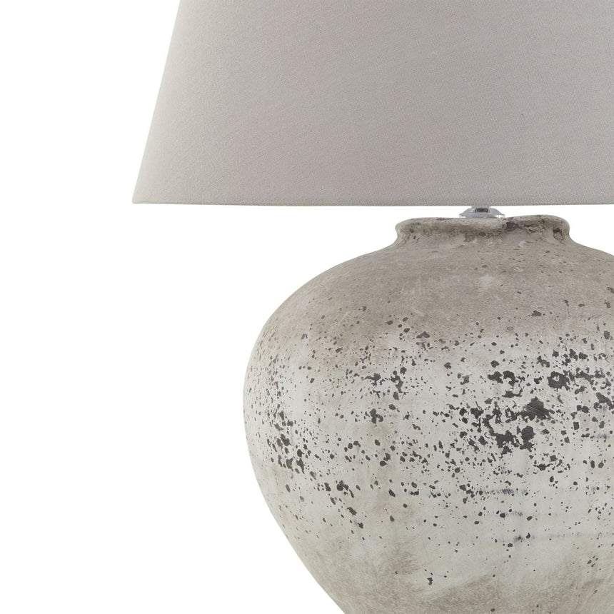 Regola Large Stone Ceramic Lamp & Grey Fabric Shade - Stylish Table Lamps UK Luxury Home Decor Garden & Outdoor And Gifts