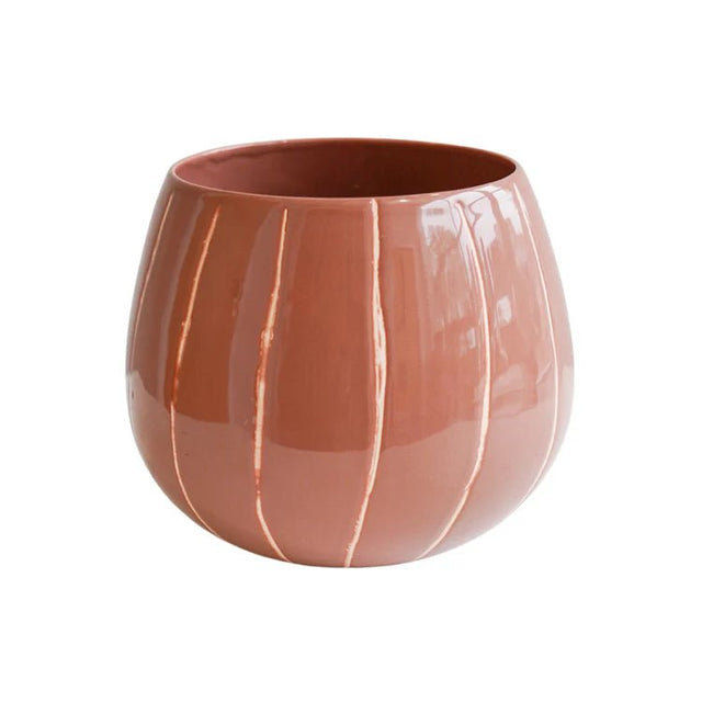 Rose Pink Striped Planter - Uses Exclusive Wax Relief Luxury Home Decor Garden & Outdoor And Gifts