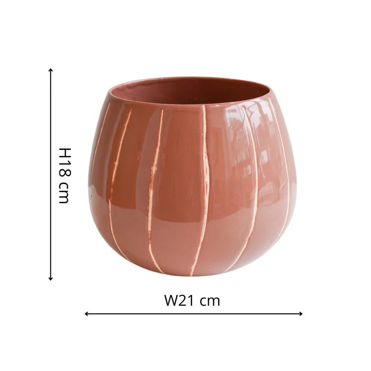 Rose Pink Striped Planter - Uses Exclusive Wax Relief Luxury Home Decor Garden & Outdoor And Gifts