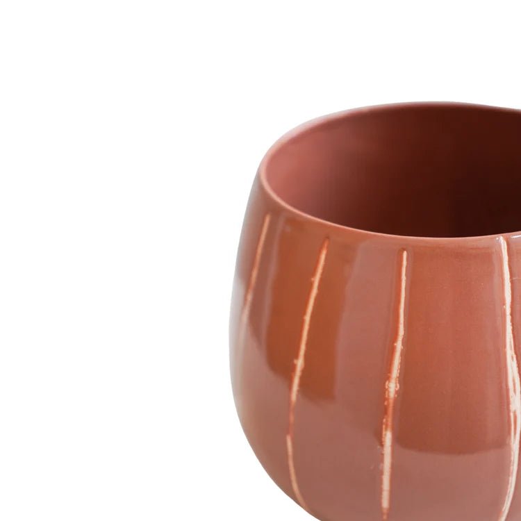 Rose Pink Striped Planter - Uses Exclusive Wax Relief Luxury Home Decor Garden & Outdoor And Gifts
