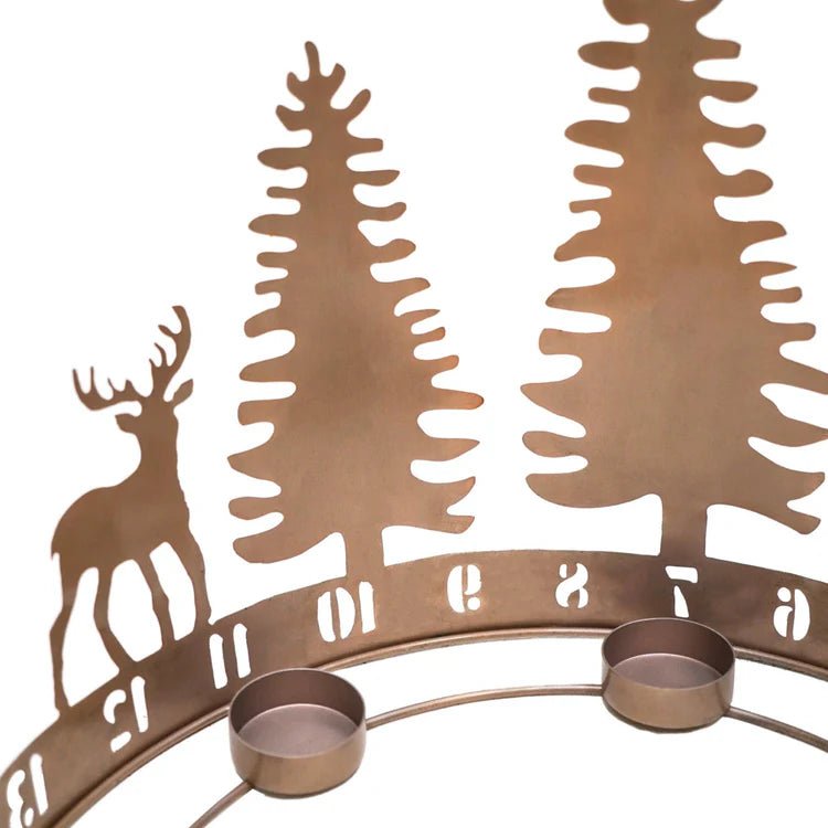 Round Advent Forest Tealight Centrepiece Metal Copper Quality Home Decor Garden & Outdoor Living and Gifts
