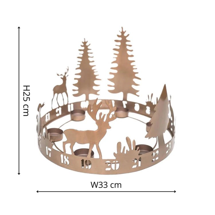 Round Advent Forest Tealight Centrepiece Metal Copper Quality Home Decor Garden & Outdoor Living and Gifts