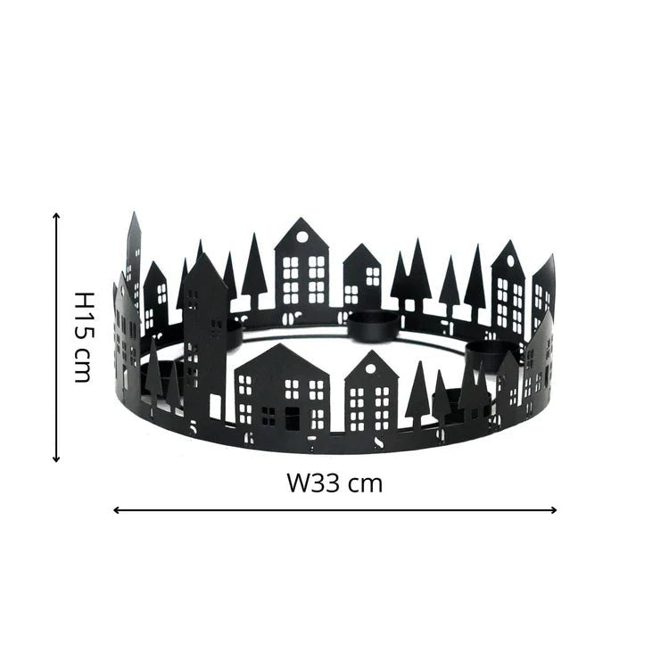 Round Advent Tealight Centrepiece Metal Black Quality Home Decor Garden & Outdoor Living and Gifts