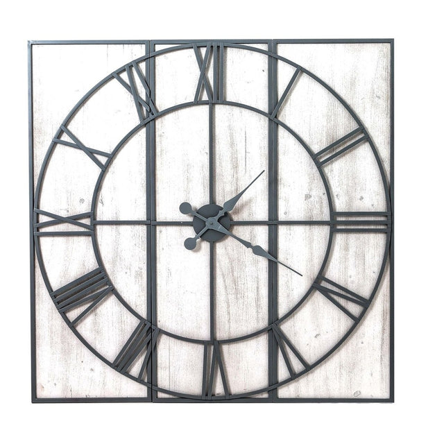 Roza Panelled Chic White & Light Grey Wall Clock - Best Wall Clocks UK Luxury Home Decor Garden & Outdoor And Gifts