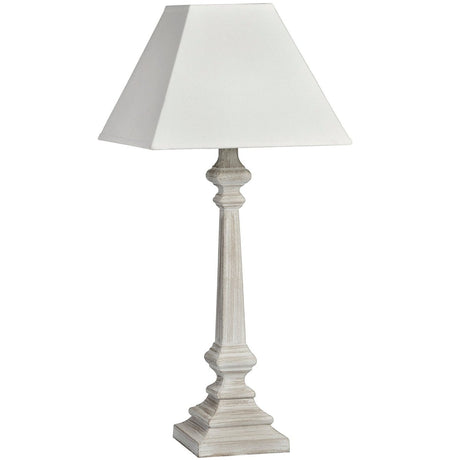 Rustic Whitewashed Pula Table Lamp & Linen Shade - Stylish Table Lamps UK Luxury Home Decor Garden & Outdoor And Gifts
