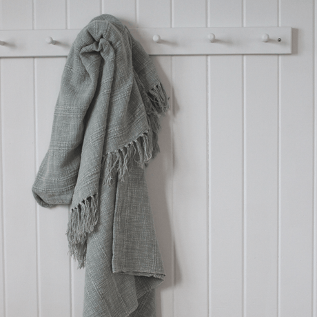 Sage Green Throw - 100% Cotton, Tasselled Edge, 180x130cm Quality Home Decor Garden & Outdoor Living and Gifts