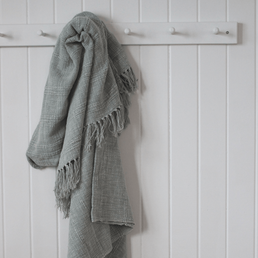 Sage Green Throw - 100% Cotton, Tasselled Edge, 180x130cm Quality Home Decor Garden & Outdoor Living and Gifts