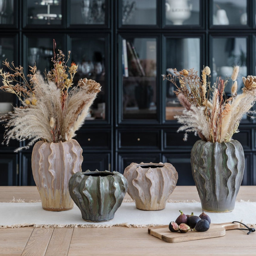 Scarlet Coral Reef Vase Green Ceramic - Coastal Interior Style, Shimmering Effect, Waterproof Quality Home Decor Garden & Outdoor Living and Gifts