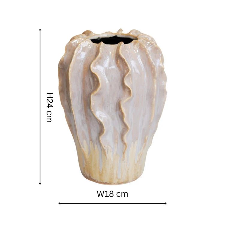 Scarlet Coral Reef Vase Pink Ceramic - Coastal Interior Style, Shimmering Effect, Waterproof Quality Home Decor Garden & Outdoor Living and Gifts