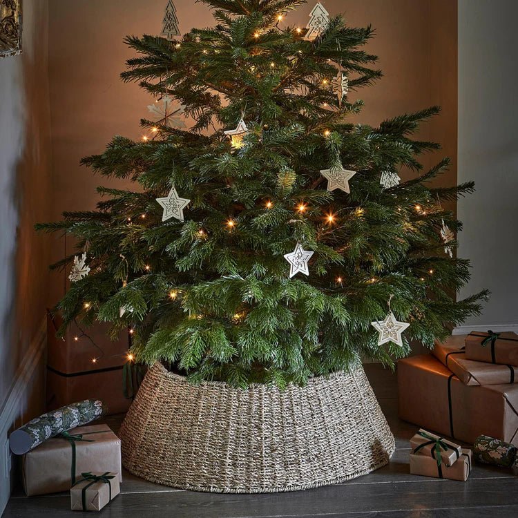 Seagrass Christmas Tree Skirt Round - Foldable, Natural Brown Quality Home Decor Garden & Outdoor Living and Gifts