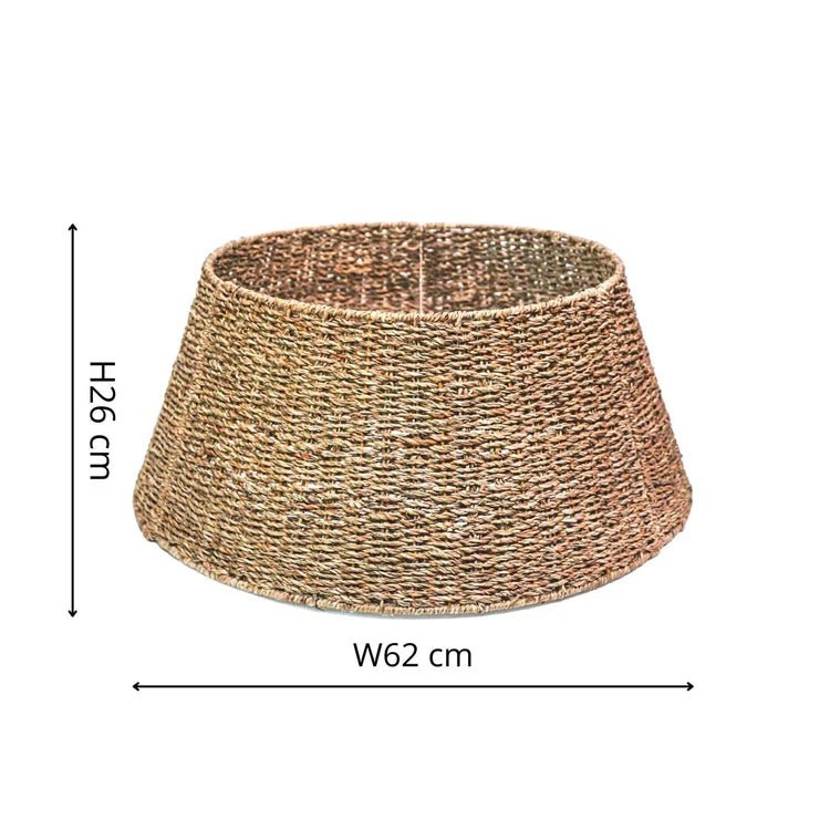 Seagrass Christmas Tree Skirt Round - Foldable, Natural Brown Quality Home Decor Garden & Outdoor Living and Gifts