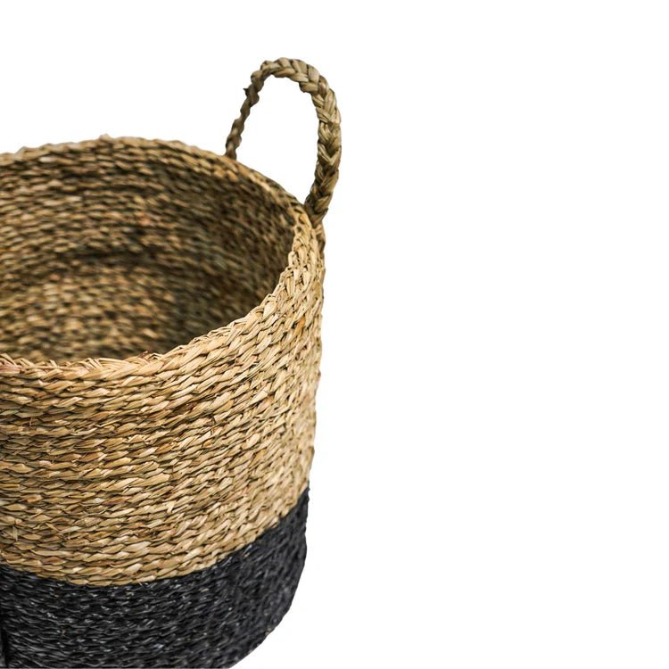 Seagrass Log & Kindling Basket, Black, Set of 2 Luxury Home Decor Garden & Outdoor And Gifts