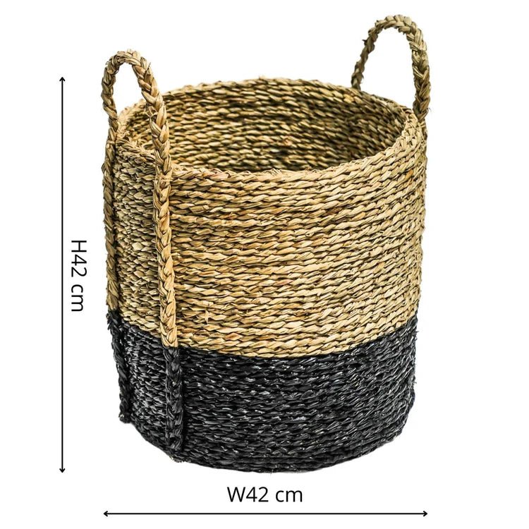 Seagrass Log & Kindling Basket, Black, Set of 2 Luxury Home Decor Garden & Outdoor And Gifts