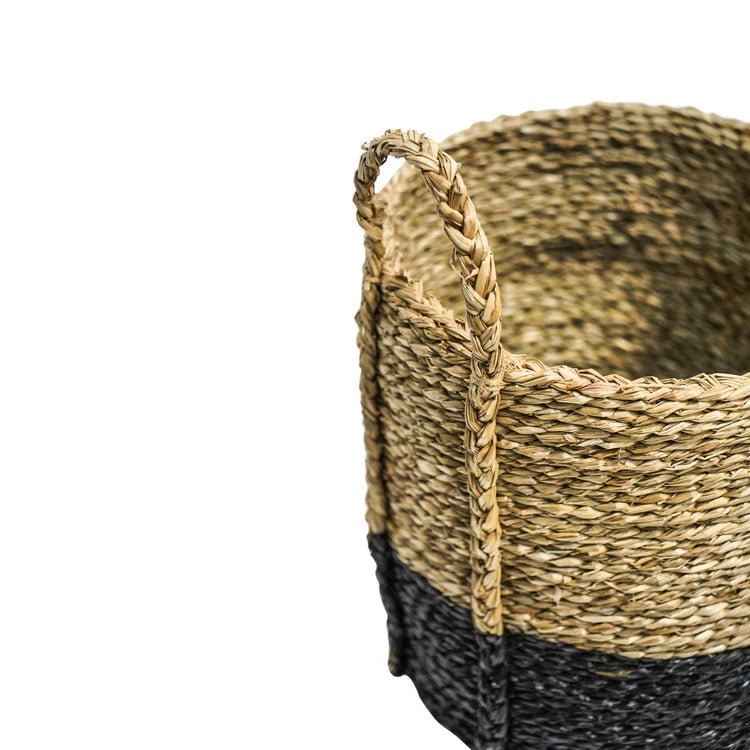 Seagrass Log & Kindling Basket, Black, Set of 2 Luxury Home Decor Garden & Outdoor And Gifts