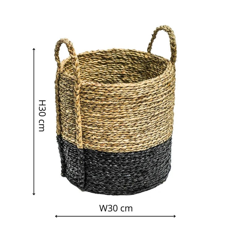 Seagrass Log & Kindling Basket, Black, Set of 2 Luxury Home Decor Garden & Outdoor And Gifts