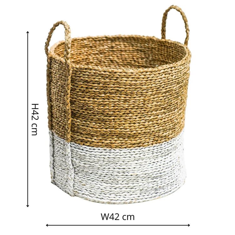 Seagrass Log & Kindling Basket, White, Set of 2 Luxury Home Decor Garden & Outdoor And Gifts