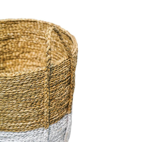 Seagrass Log & Kindling Basket, White, Set of 2 Luxury Home Decor Garden & Outdoor And Gifts